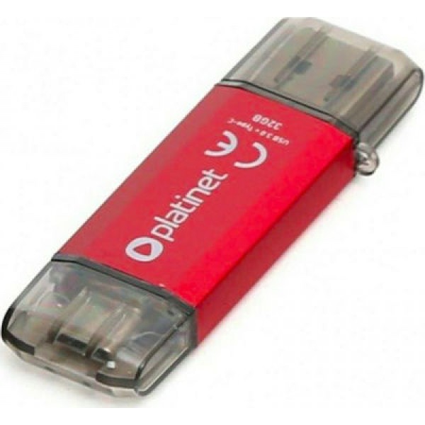 Platinet USB 3.0 Stick με σύνδεση USB-A & USB-C 32GB Κόκκινο 